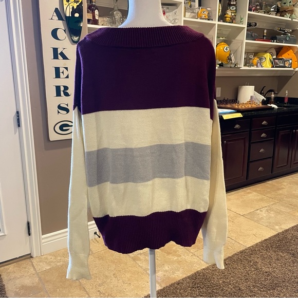 Lucky Brand Burgundy, Grey & Winter White Color-block Boatneck Sweater Size L - Picture 15 of 15